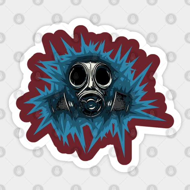 Gasmask with spikey background alternate Sticker by PCB1981